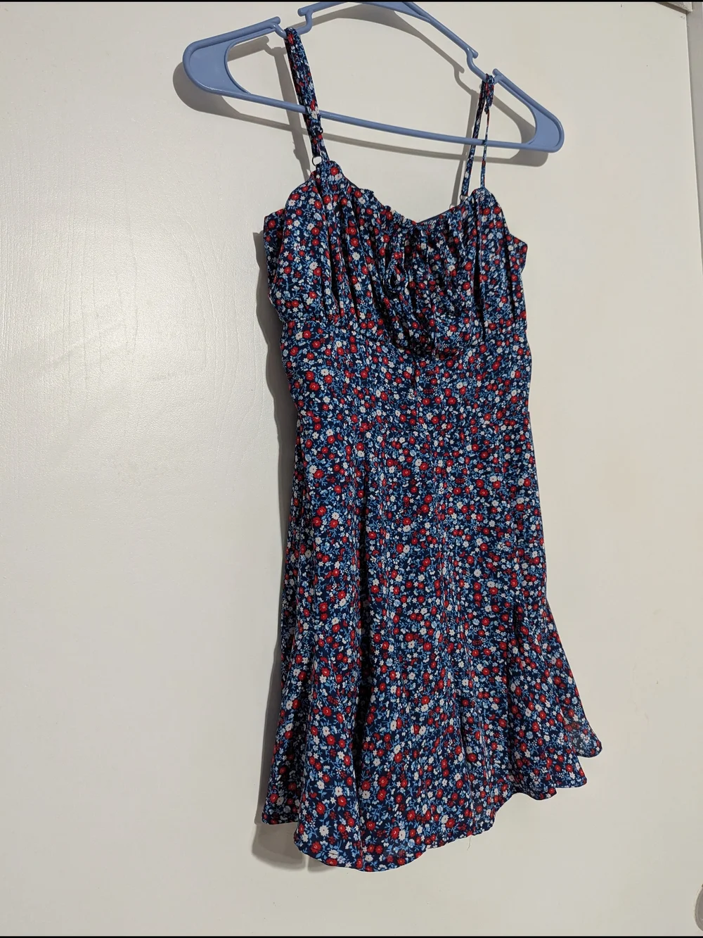 Blue Rain Navy Floral Spaghetti Strap Dress with Red & Light Blue Flowers